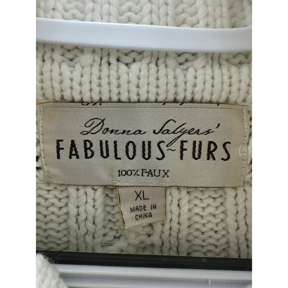 Donna Salyer Fabulous Furs Faux Womens Sweater Size XL White Knit Turtleneck - Picture 4 of 11